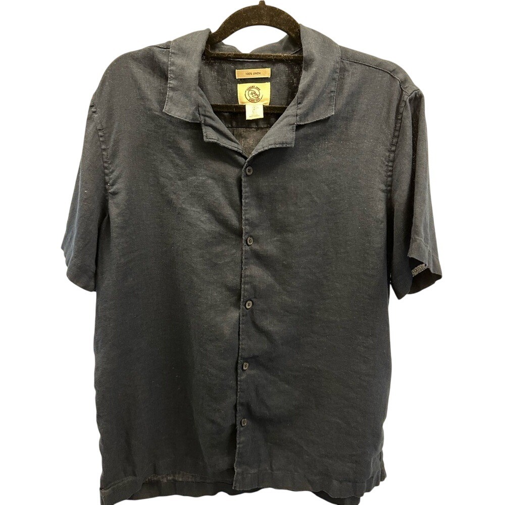 Women's Navy Panama Jack Linen Button down shirt 100% Linen Size Large